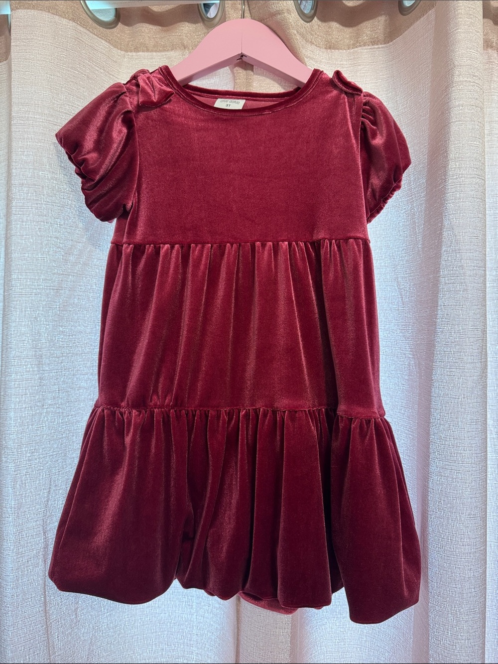 🚨2/$10🚨okie dokie Velvet Tiered Dress - Burgundy